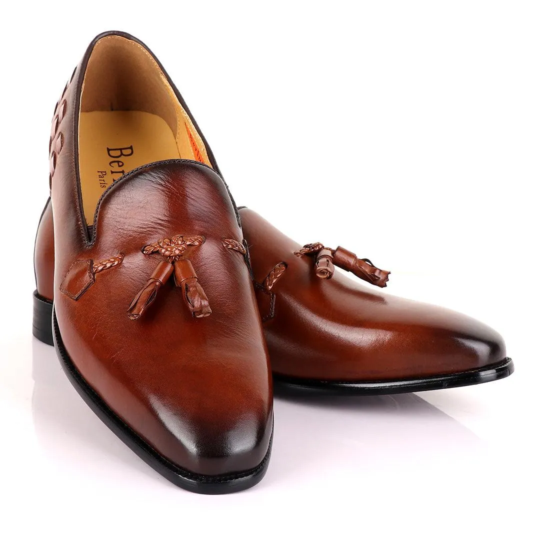 Berluti Full Plain Leather With tassel Design-Brown