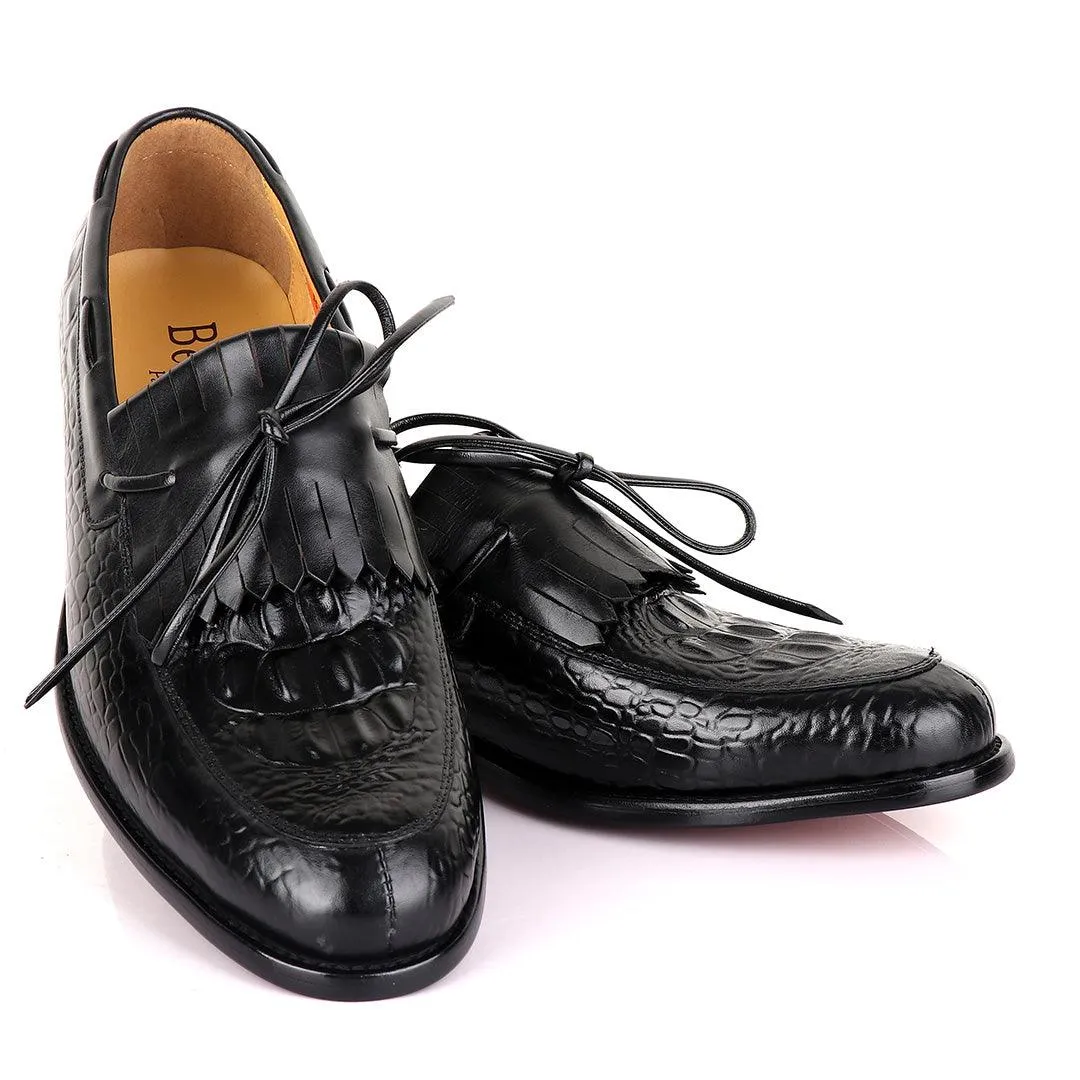 Berluti leather overlap skin Shoe-Black