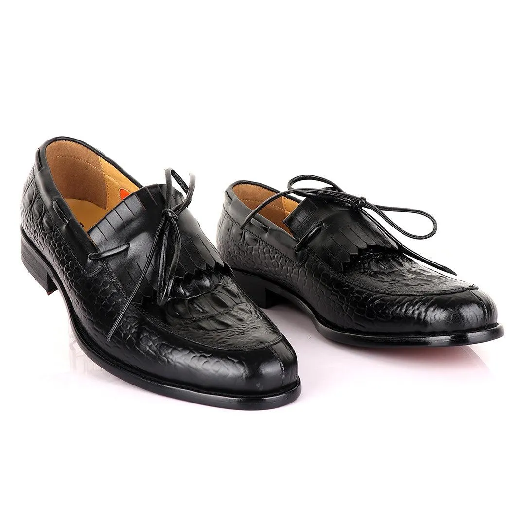 Berluti leather overlap skin Shoe-Black