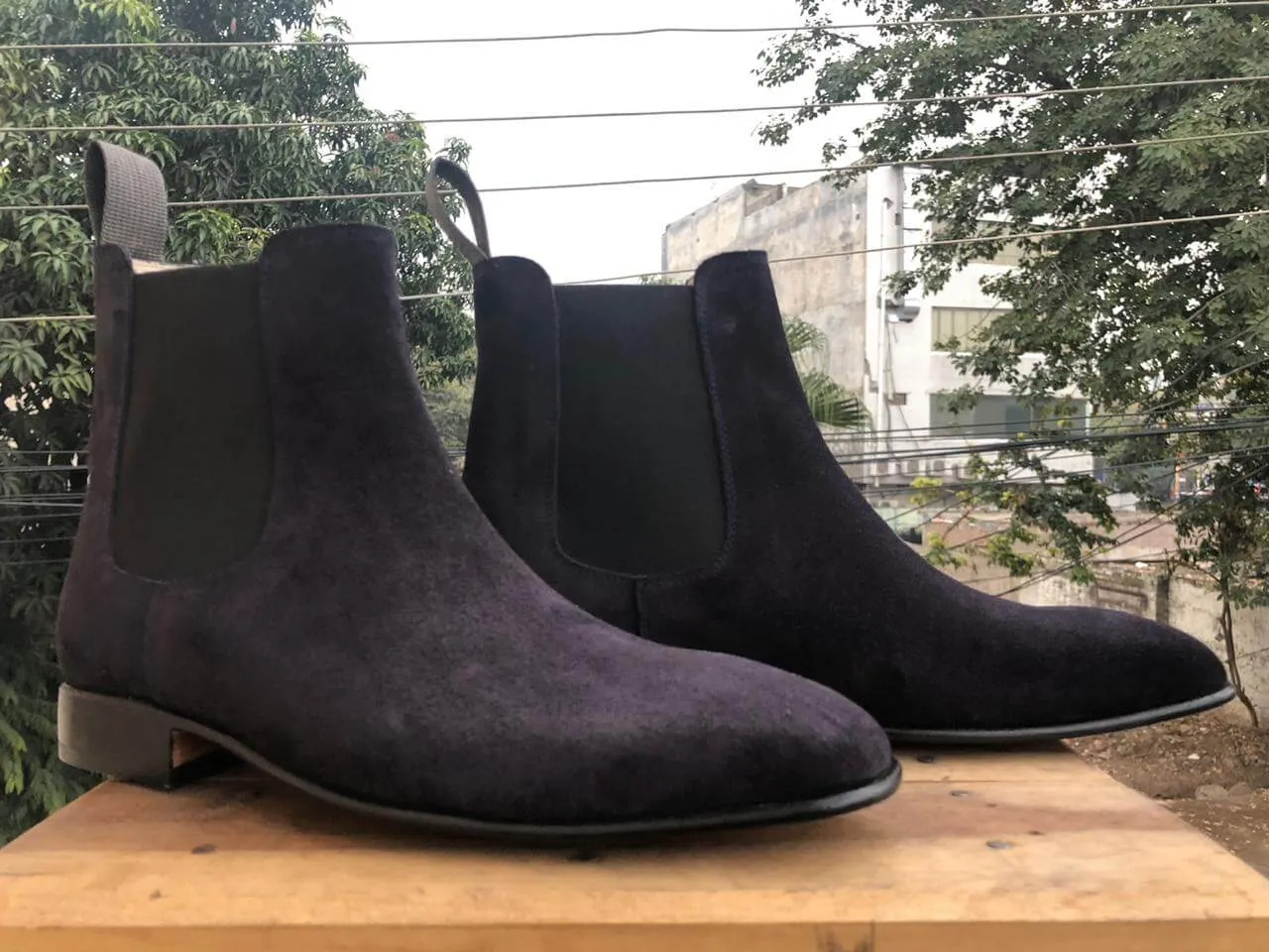 Bespoke Black Chelsea Suede Stylish Boots