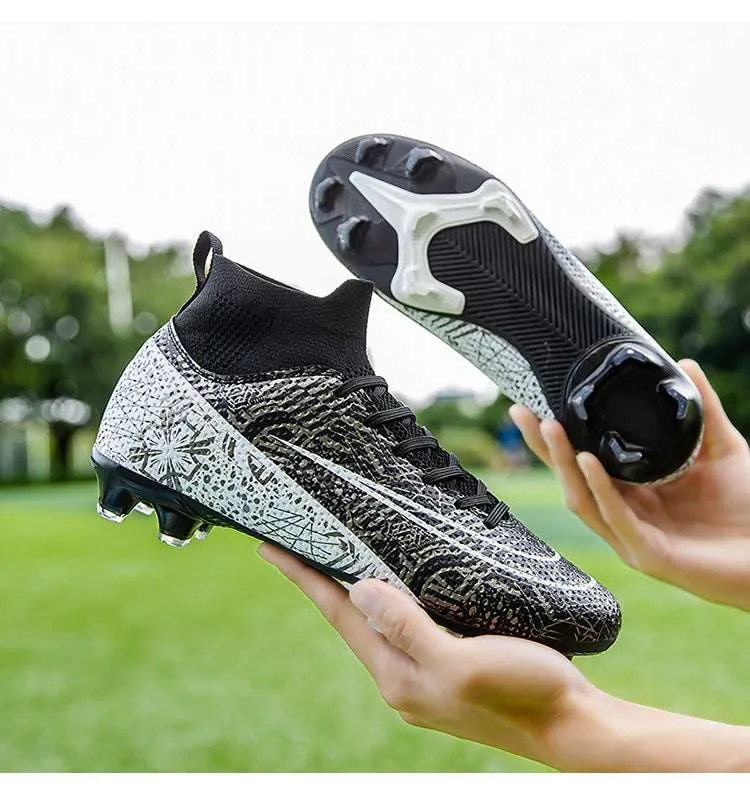 Black High-Top Soccer Cleats for Adult and Kids, Training