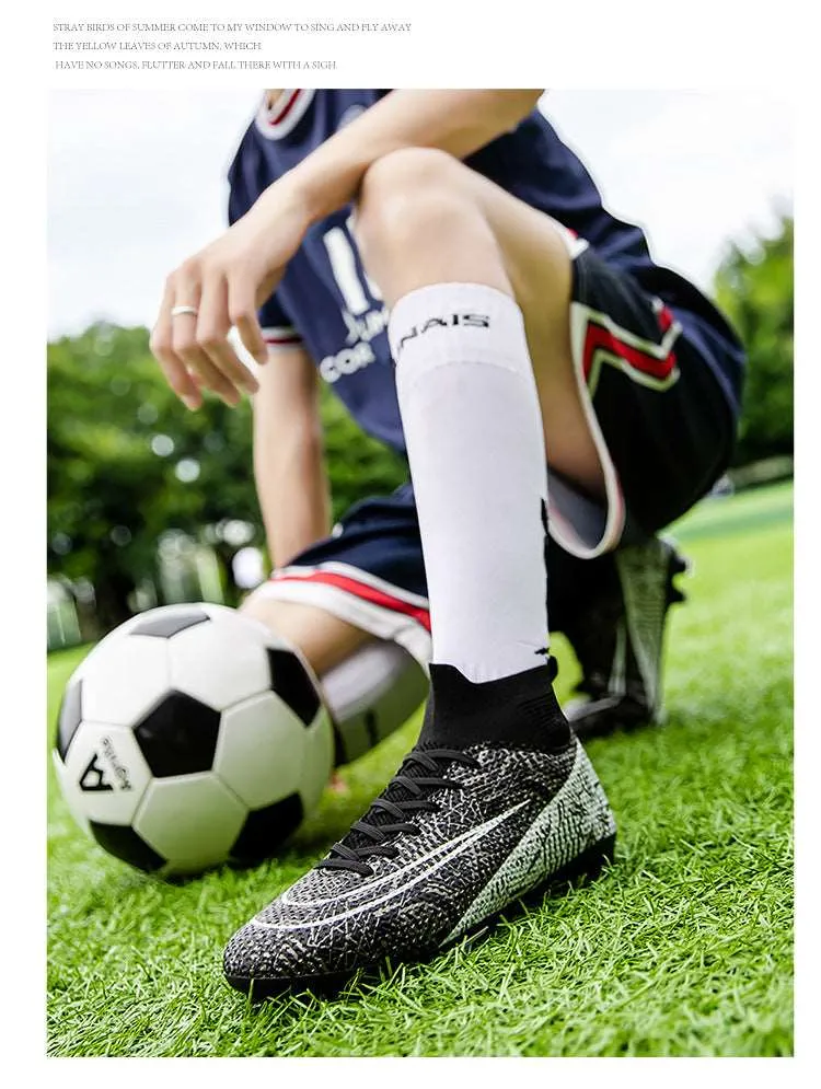 Black High-Top Soccer Cleats for Adult and Kids, Training