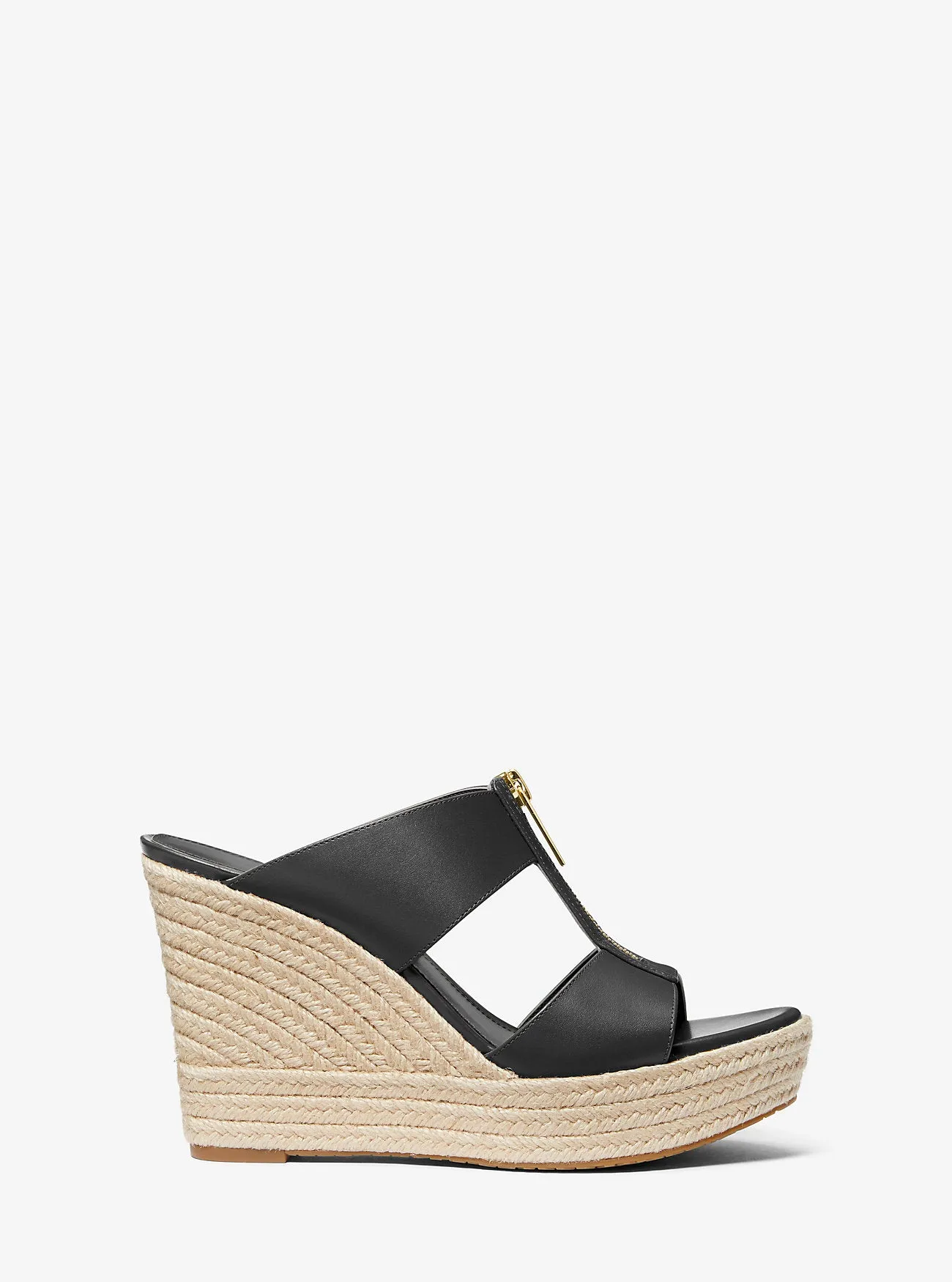 Bradley Michael Kors Leather Wedge Sandals, Black