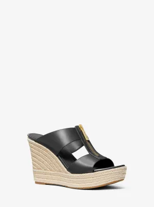 Bradley Michael Kors Leather Wedge Sandals, Black