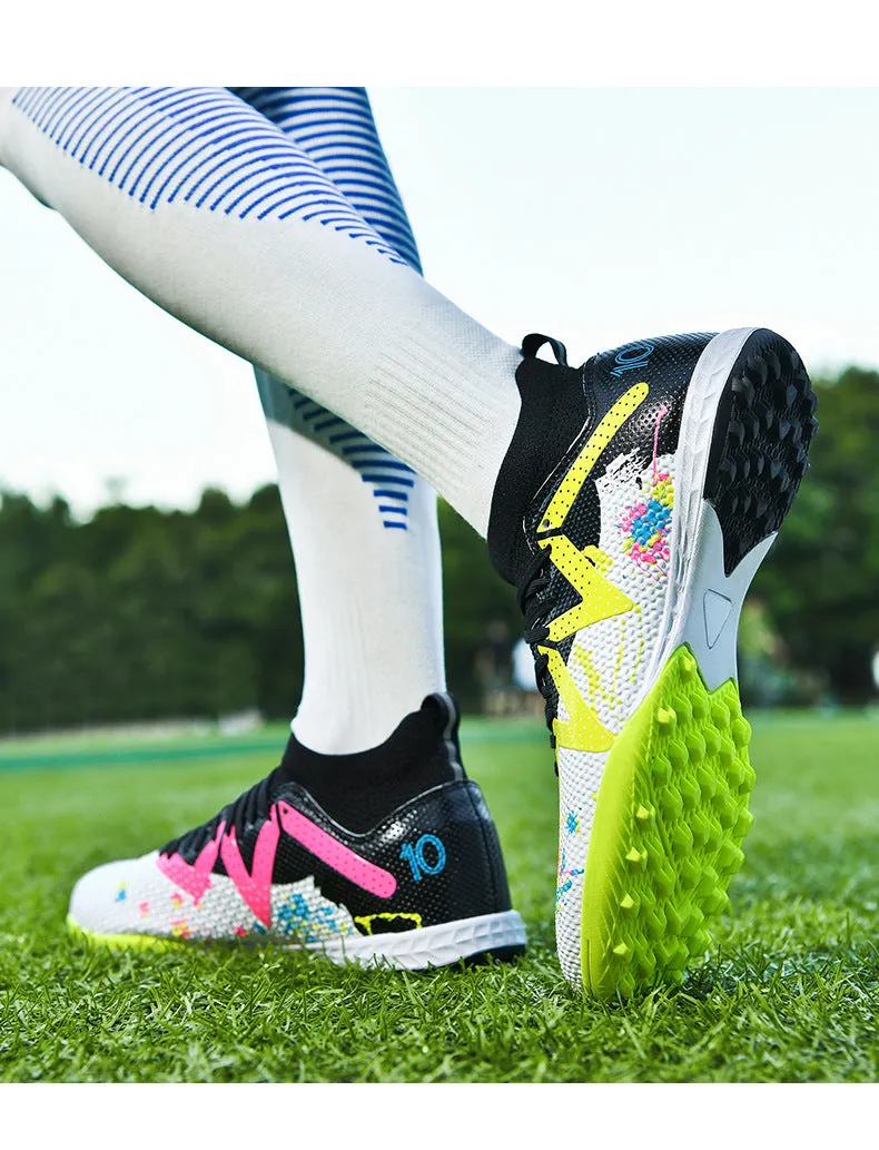 Camouflage High-Top Soccer Cleats, raining