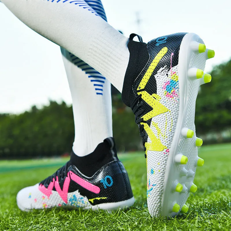 Camouflage High-Top Soccer Cleats, raining