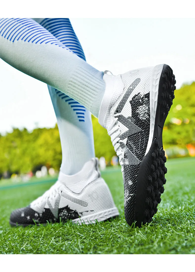 Camouflage High-Top Soccer Cleats, raining