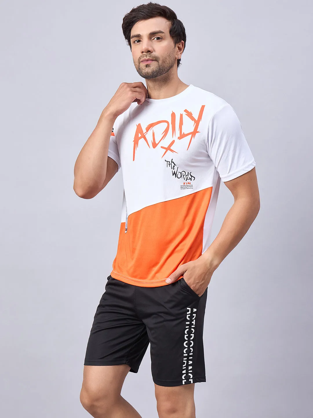 Colorblock Men Orange Coord-Set 1