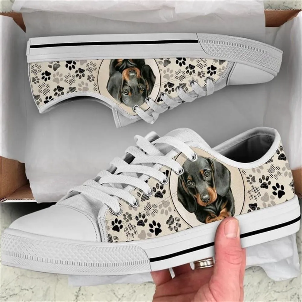 Dachshund Dog Pattern Brown Canvas Low Top Shoes - Low Top Shoes Mens, Women, Dog Printed Shoes, Canvas Shoes For Men, Women