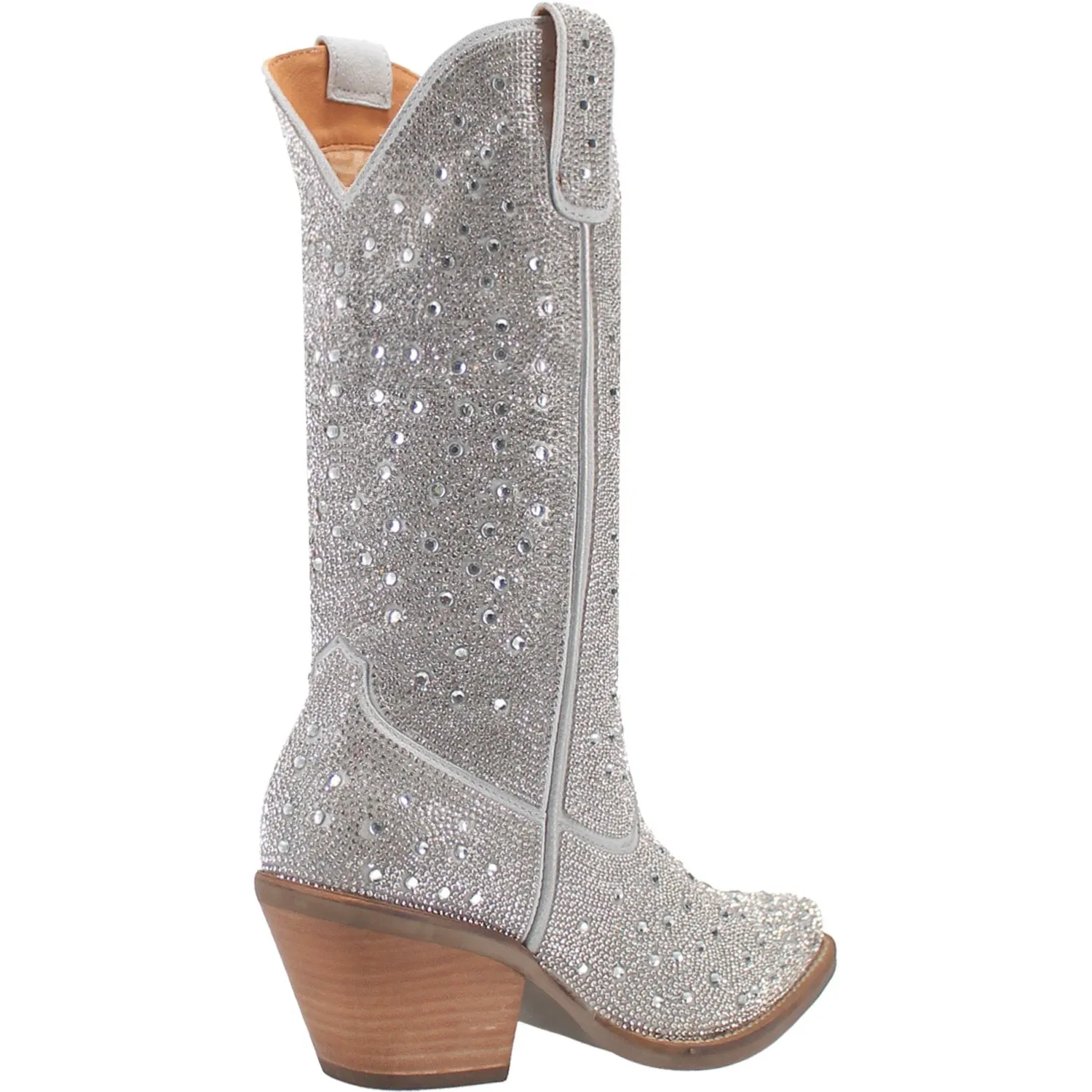 Dingo Womens Silver Dollar Silver Leather Fashion Boots