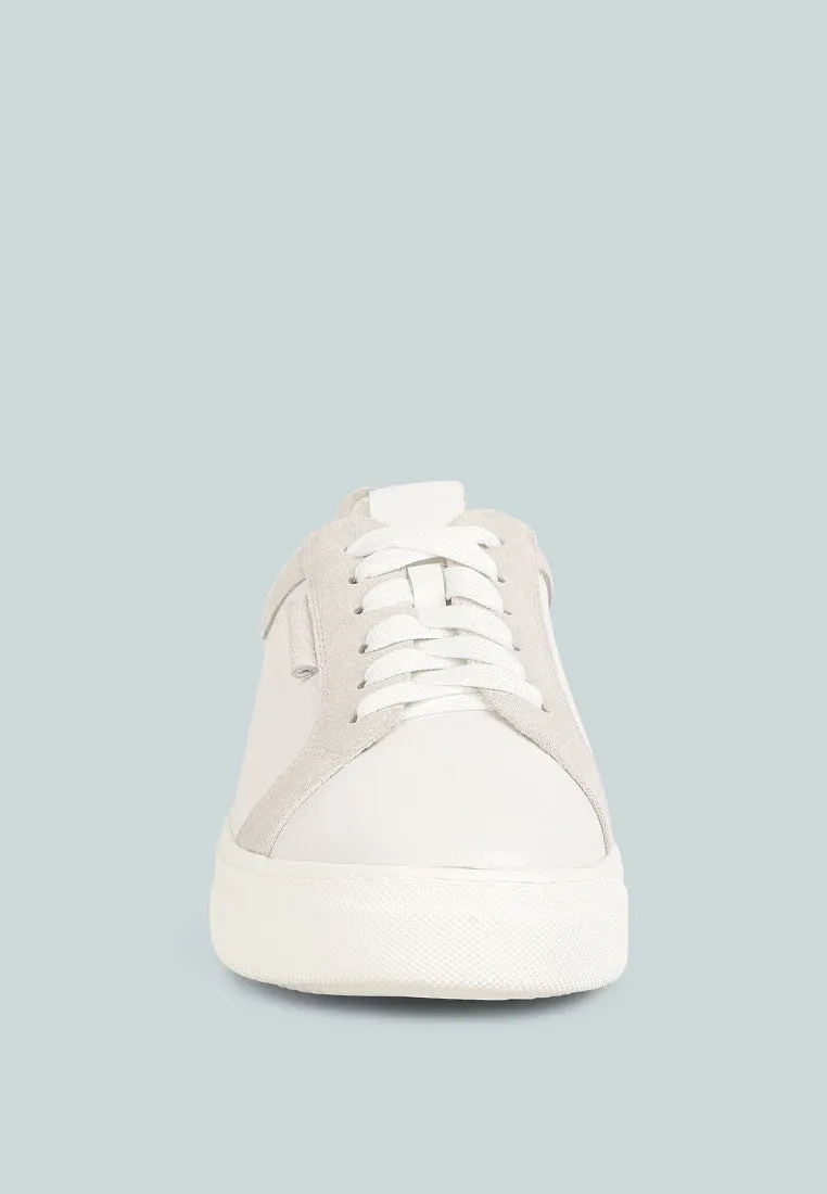 ENDLER Color Block Leather Sneakers in White