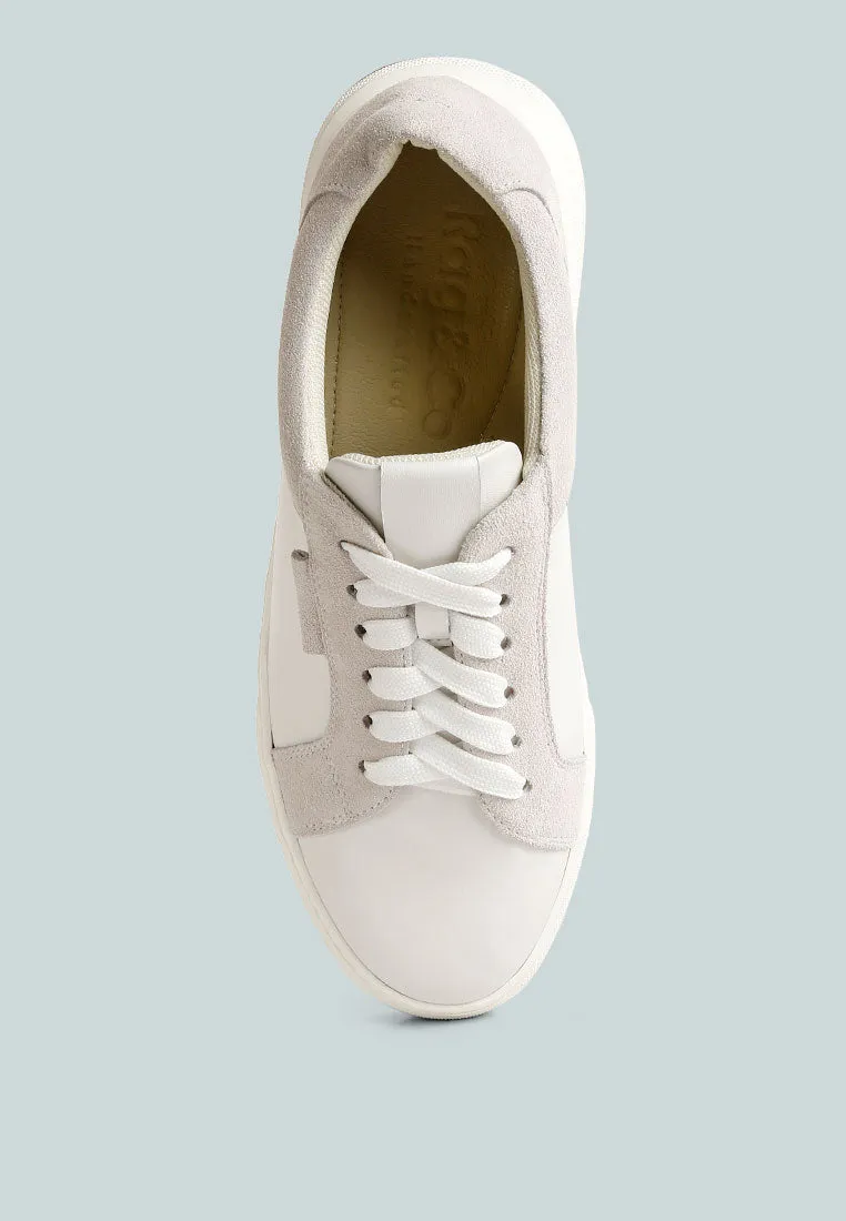 ENDLER Color Block Leather Sneakers in White