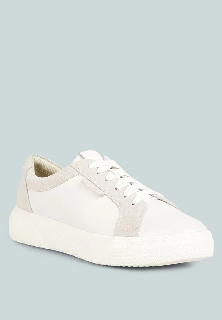 ENDLER Color Block Leather Sneakers in White