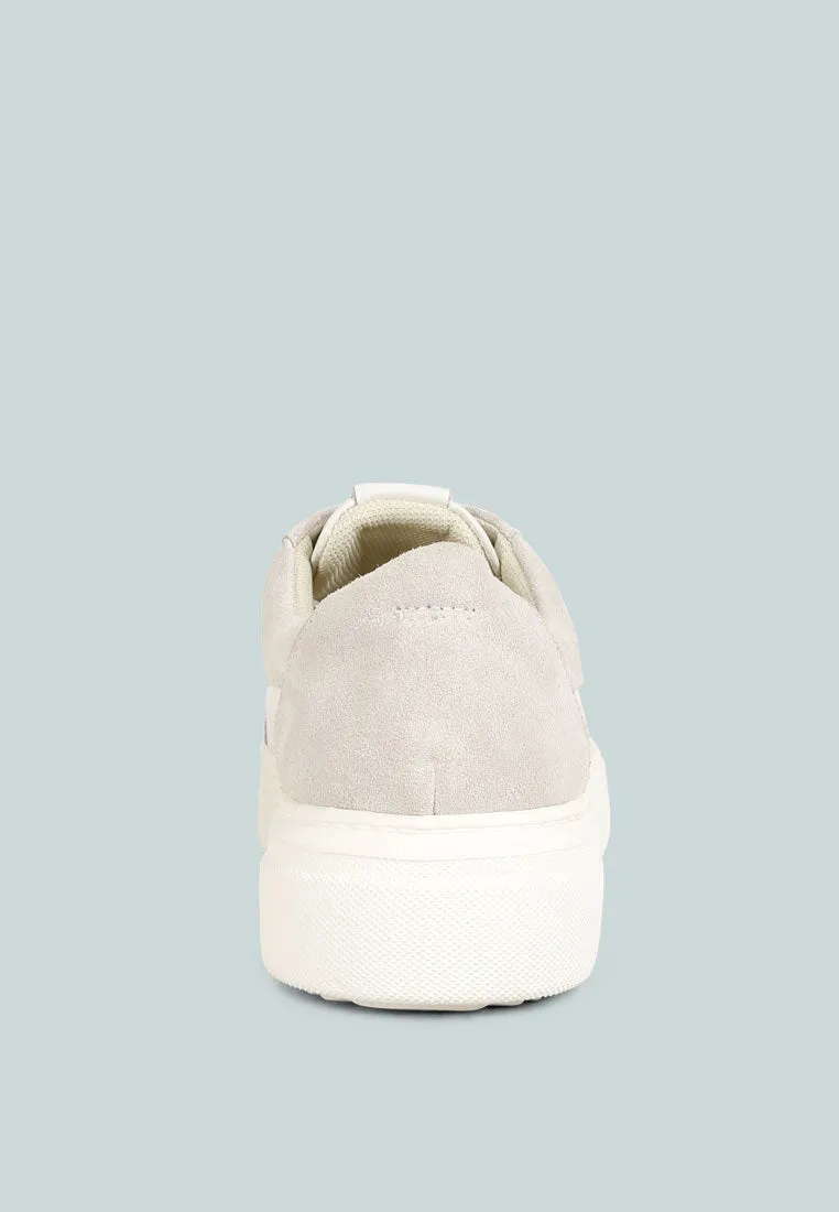 ENDLER Color Block Leather Sneakers in White