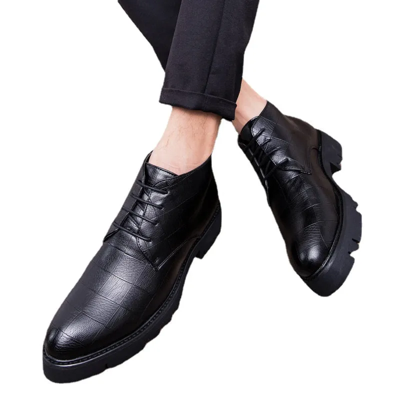 Fall 2022 New Fashion Trendy Business Formal Wear Leather Shoes British Retro Casual Men's Shoes Trendy Platform Shoes