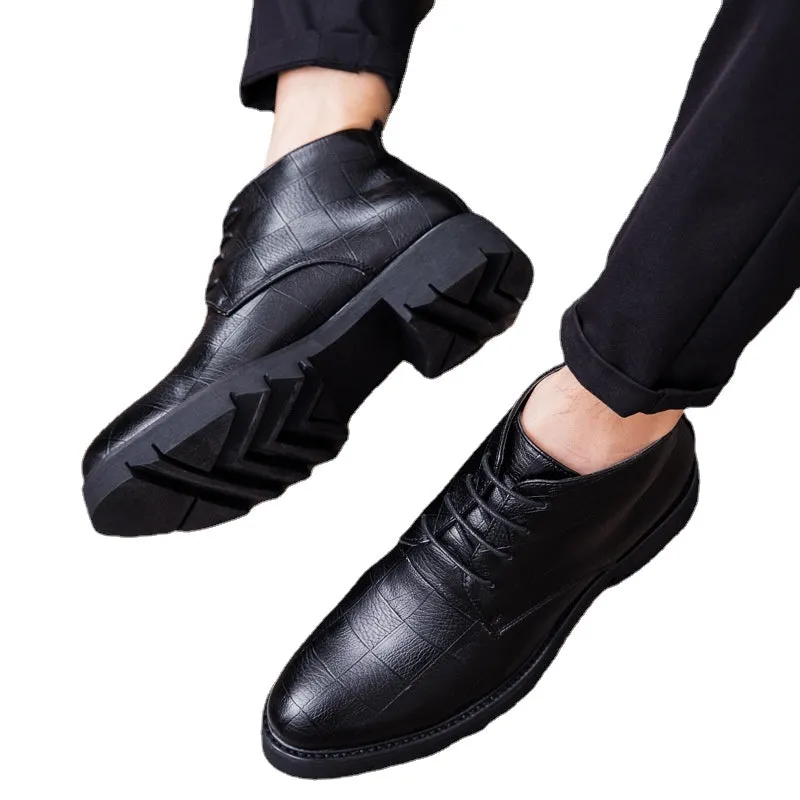 Fall 2022 New Fashion Trendy Business Formal Wear Leather Shoes British Retro Casual Men's Shoes Trendy Platform Shoes