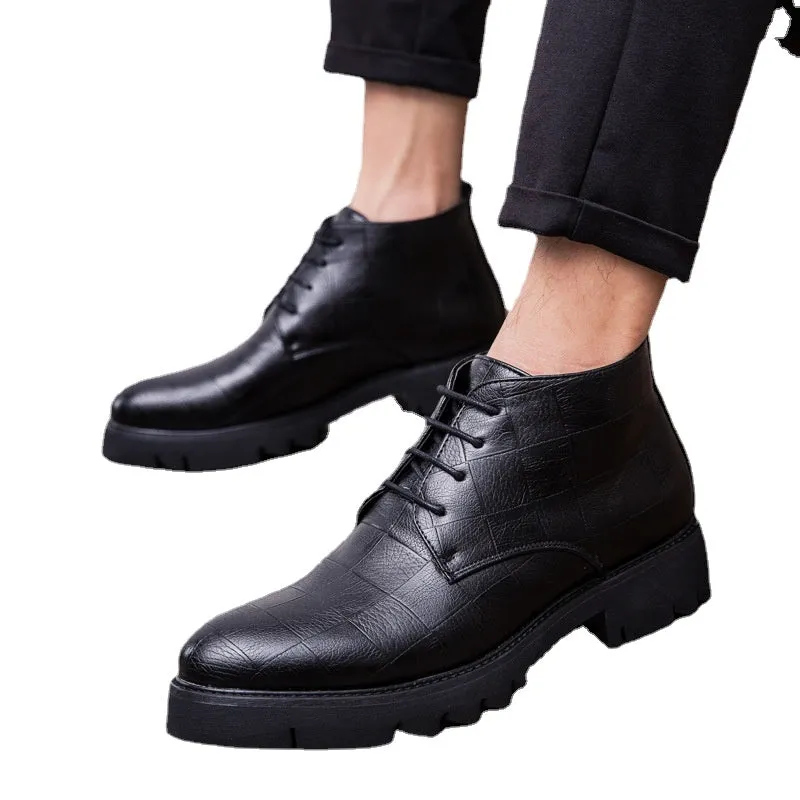 Fall 2022 New Fashion Trendy Business Formal Wear Leather Shoes British Retro Casual Men's Shoes Trendy Platform Shoes