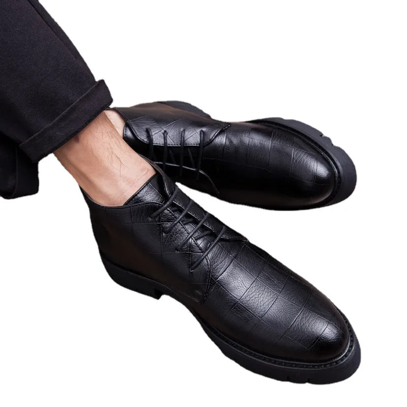 Fall 2022 New Fashion Trendy Business Formal Wear Leather Shoes British Retro Casual Men's Shoes Trendy Platform Shoes