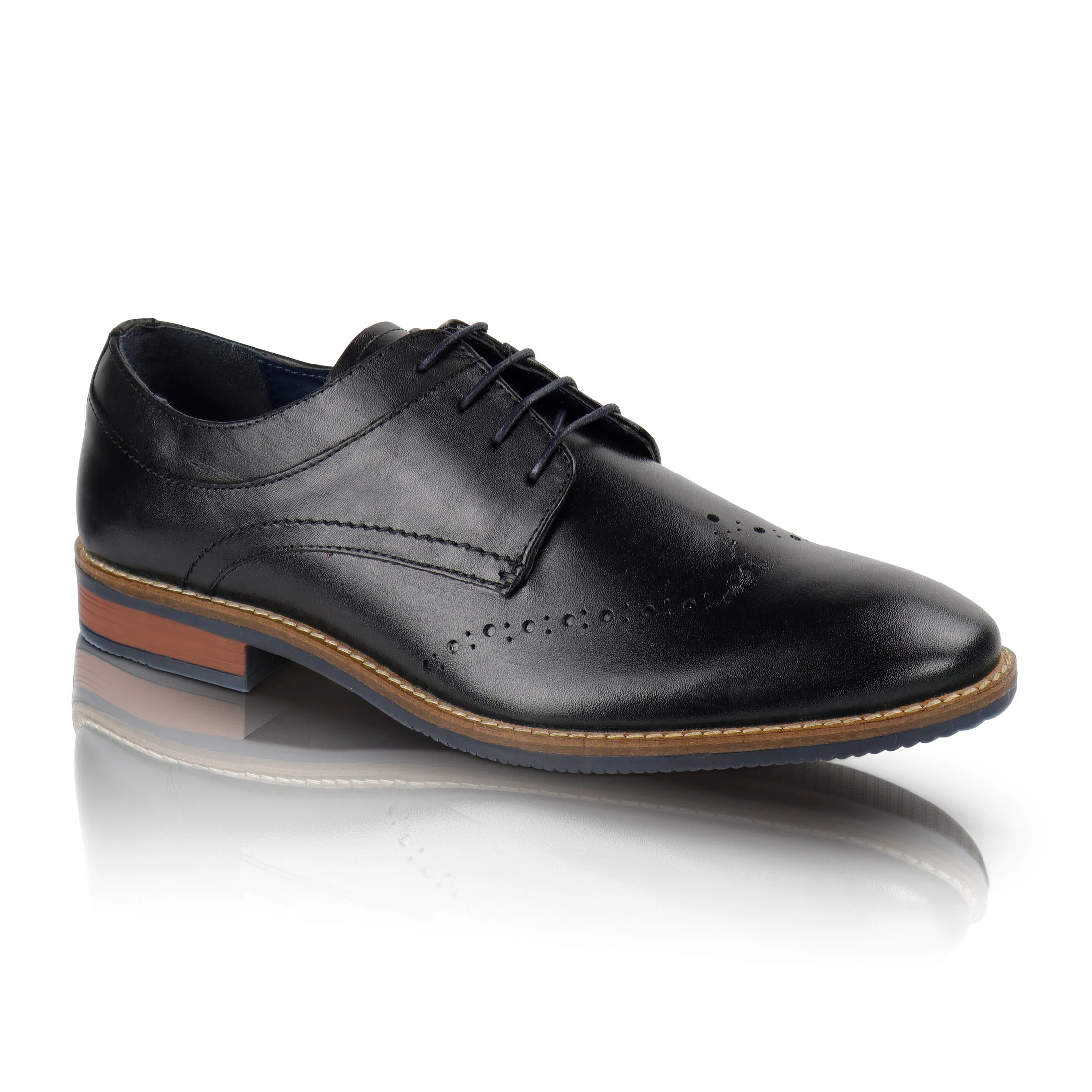 Herbie Leather Brogue Shoe  - Black