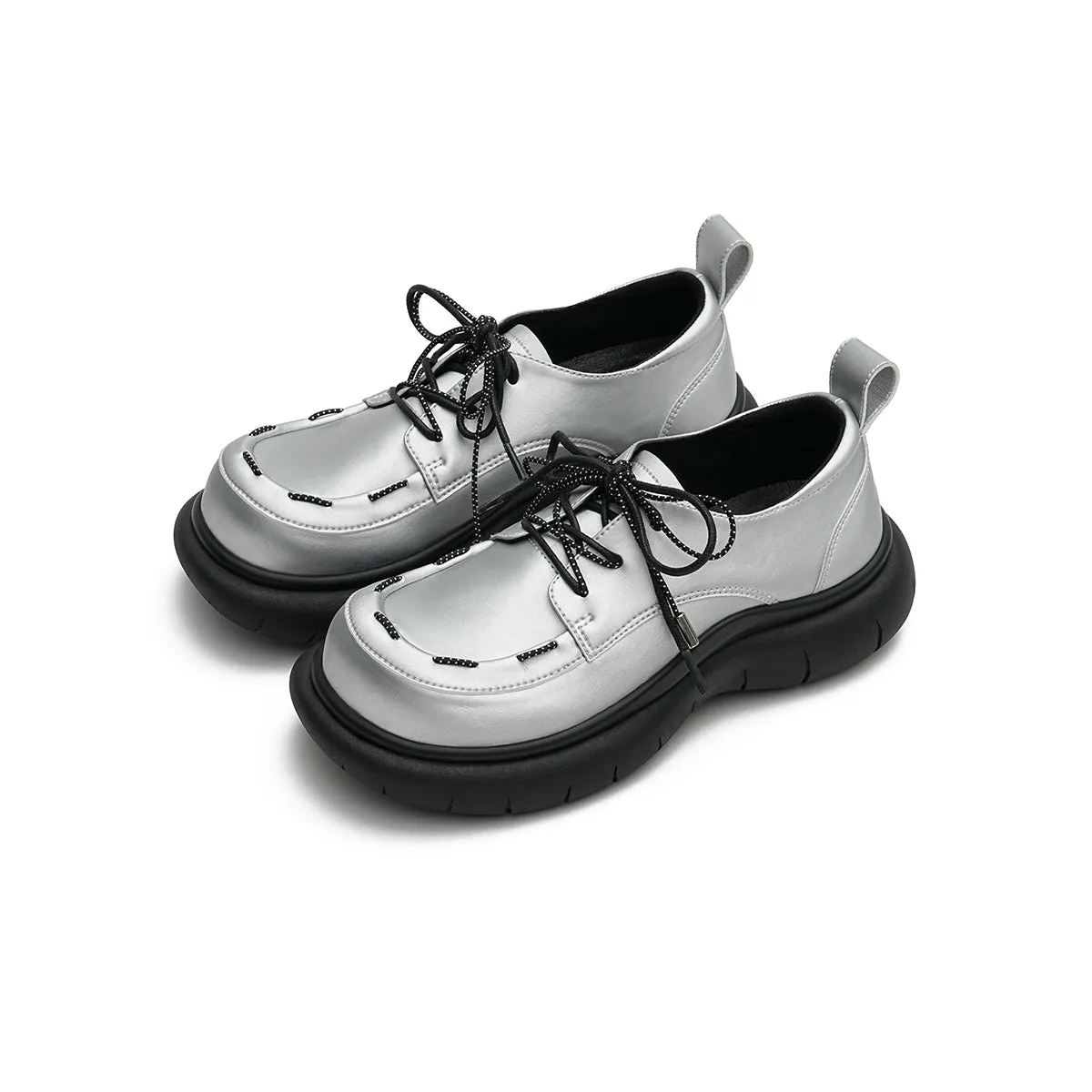 Lace-Up Leather Shoes with Padded Bottoms