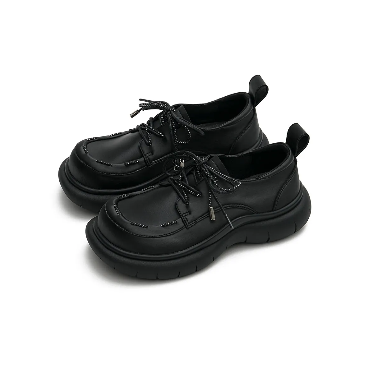 Lace-Up Leather Shoes with Padded Bottoms