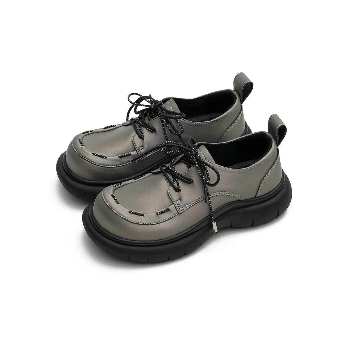 Lace-Up Leather Shoes with Padded Bottoms