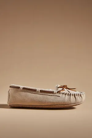 Minnetonka Cally moccasins, light gray