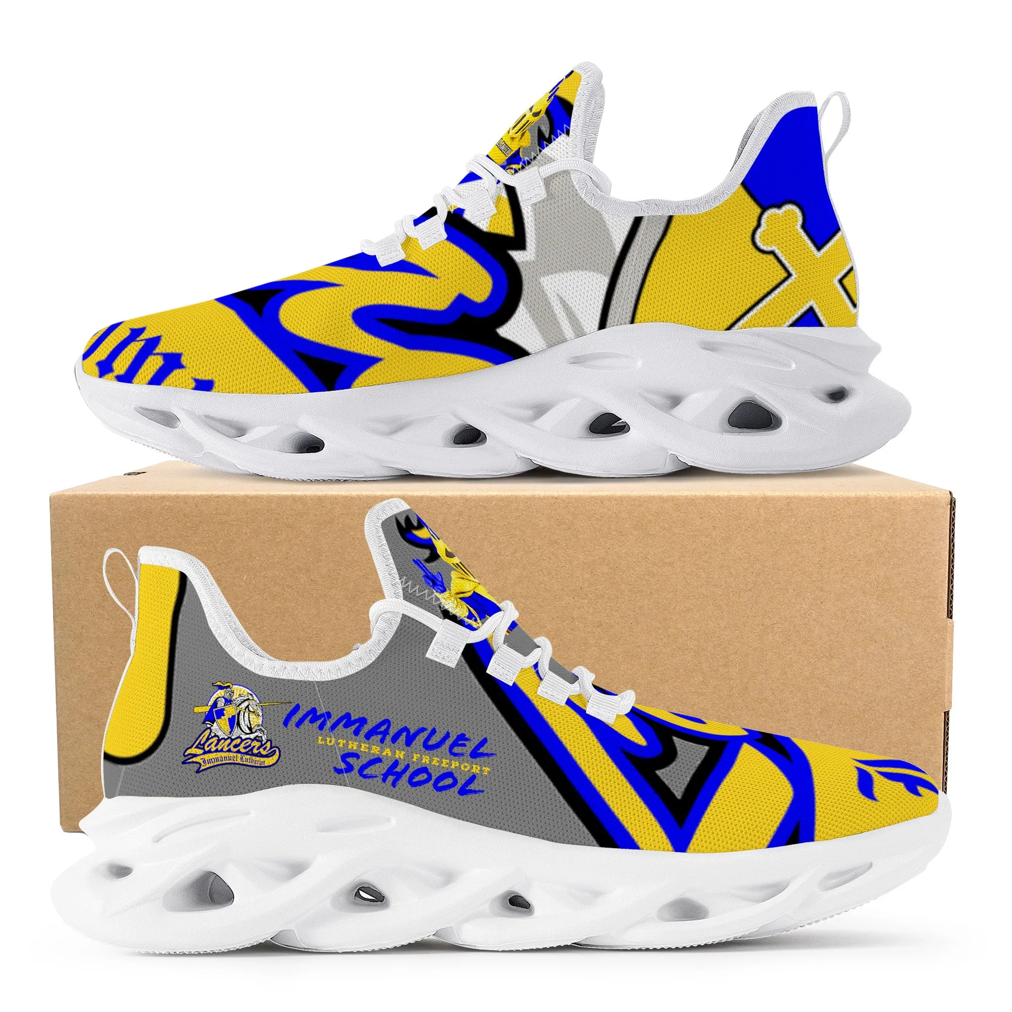 Nick Muench | Blue and Yellow Low Top Customized | Shoe Zero