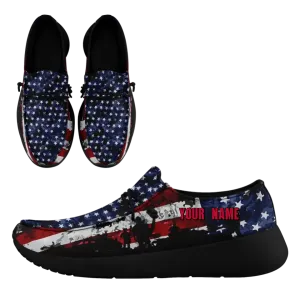 Personalized  America Flag Sneakers, Custom Patriotic Loafer Shoes,  Canvas Slip On Shoes,
FN018-24020303-7b