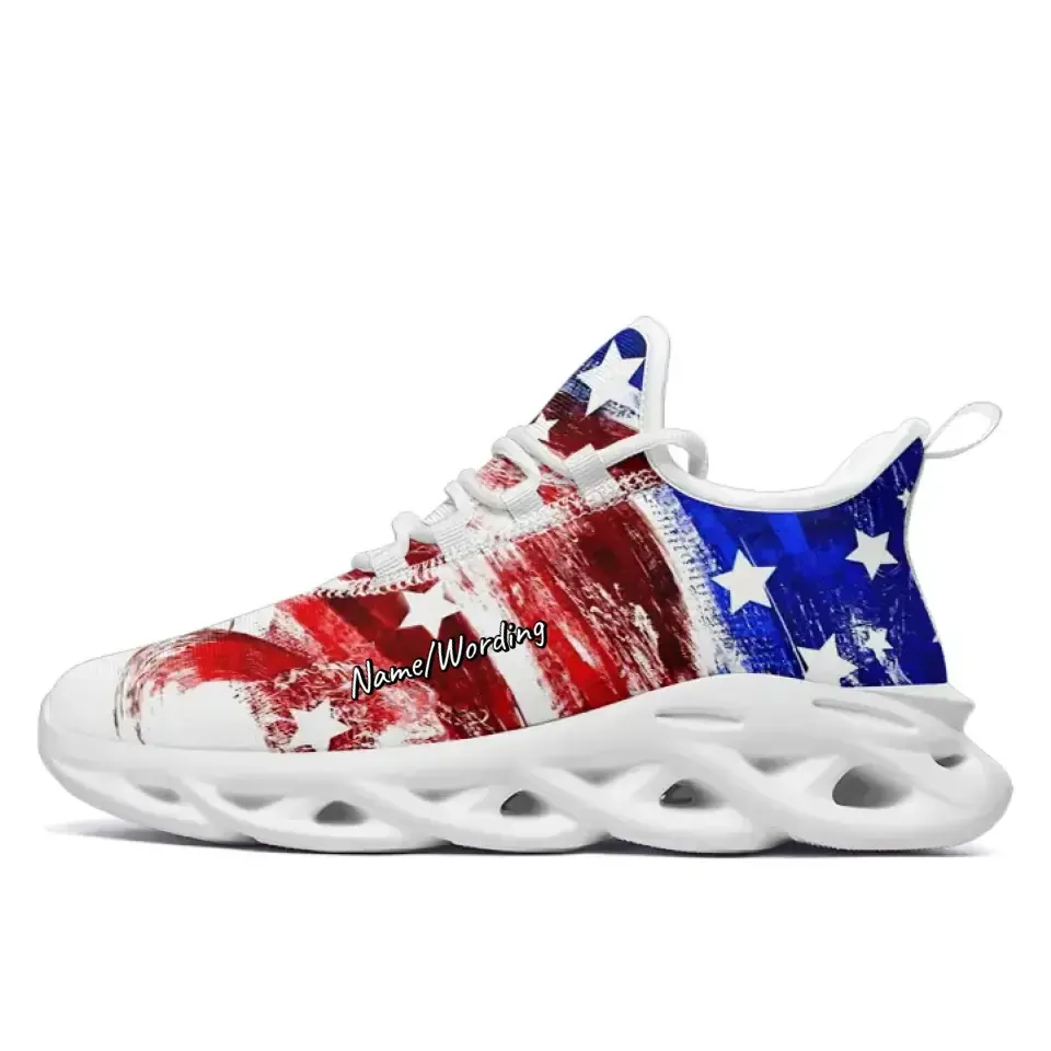 Personalized Flag Sneakers, Custom USA Patriotic Shoes, Comfortable Shoes for Unisex