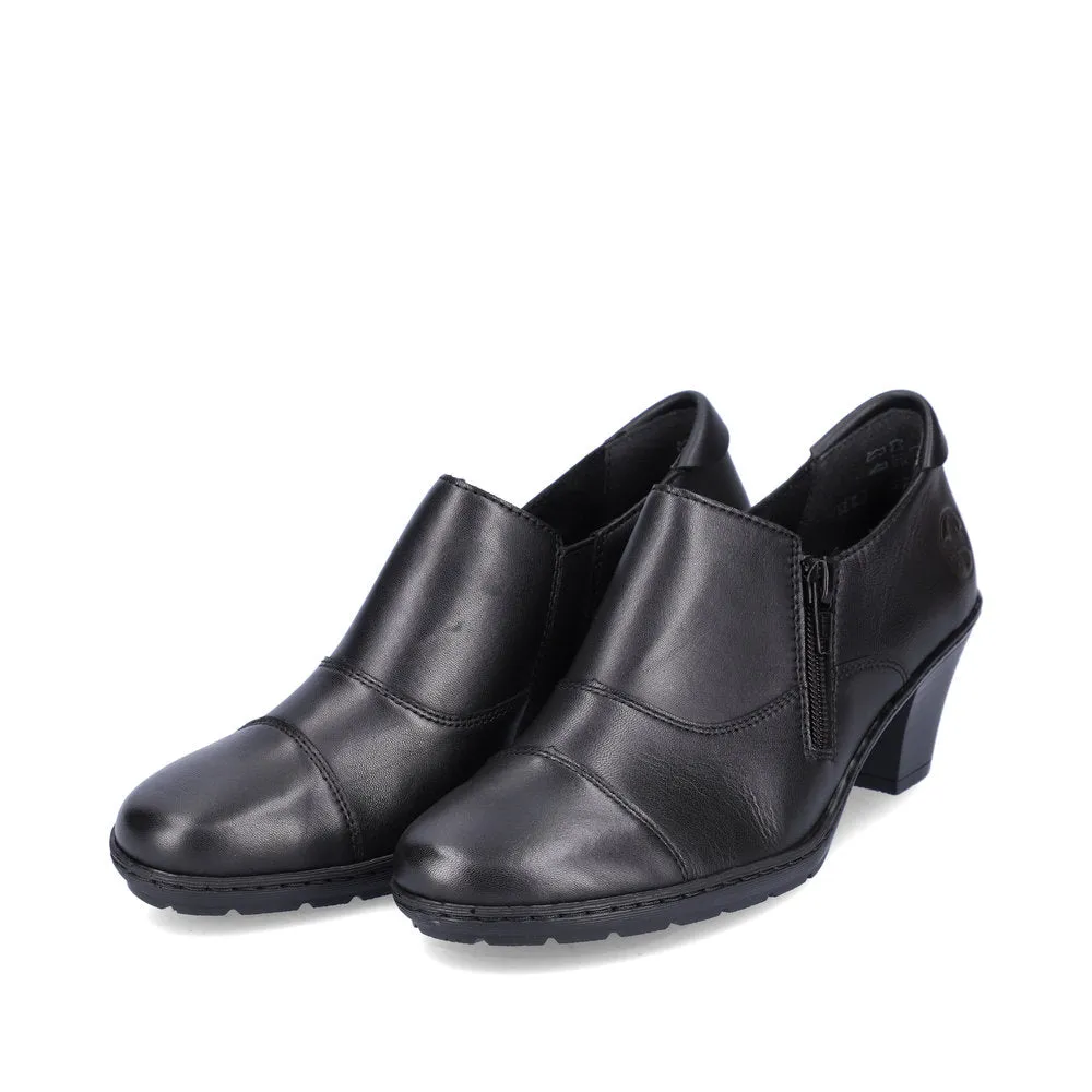 Rieker 57173-02 Black Leather Low Heel Shoe-Boots