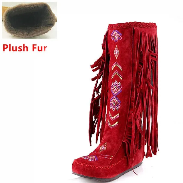 TEEK - Knee Moccasin Tassel Boots