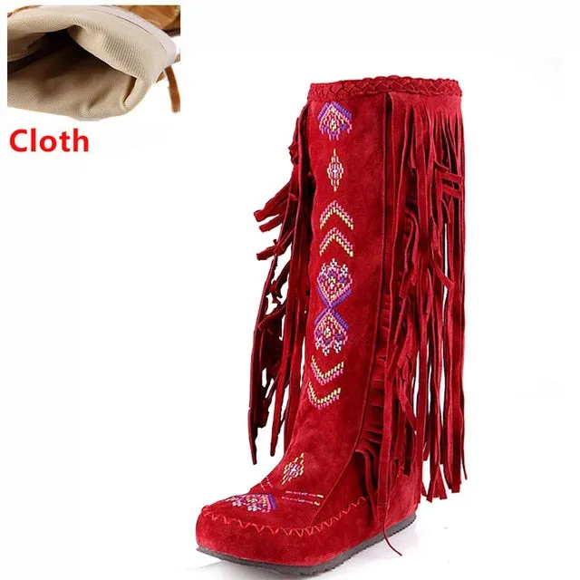 TEEK - Knee Moccasin Tassel Boots