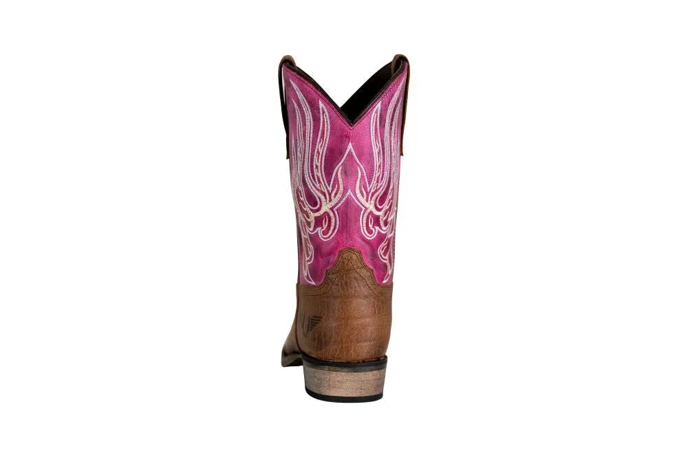 TuffRider Toddlers Arches Flame Embroidered Pink Shaft Square Toe Western Boots