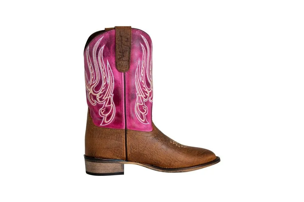 TuffRider Toddlers Arches Flame Embroidered Pink Shaft Square Toe Western Boots