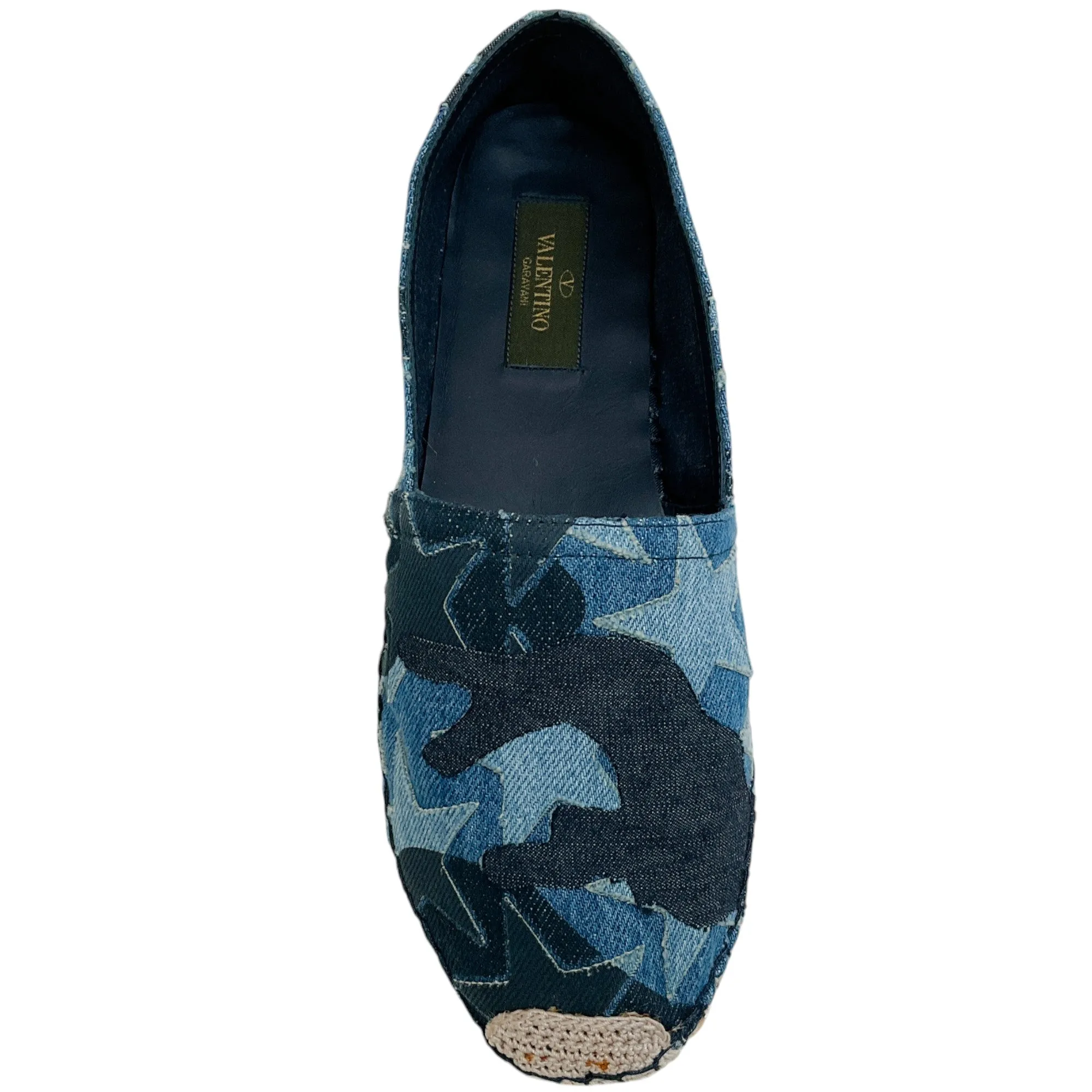 Valentino Blue Denim Camo Stars Espadrilles