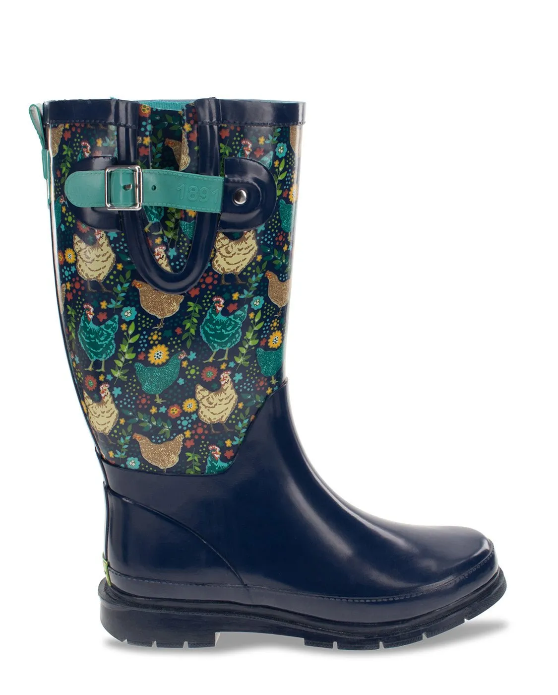 Women's Chicken Scratch Tall Rain Boot - Navy