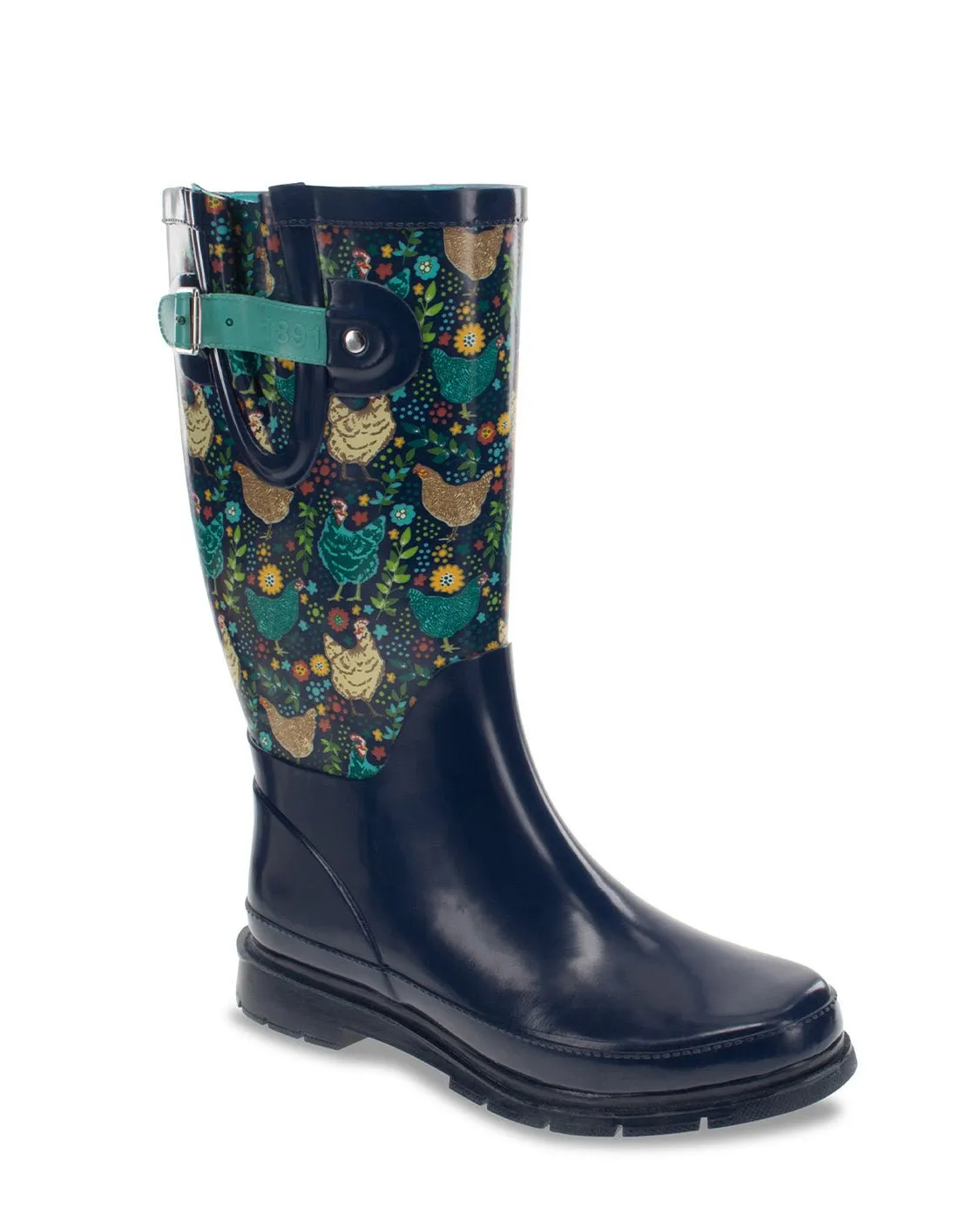 Women's Chicken Scratch Tall Rain Boot - Navy