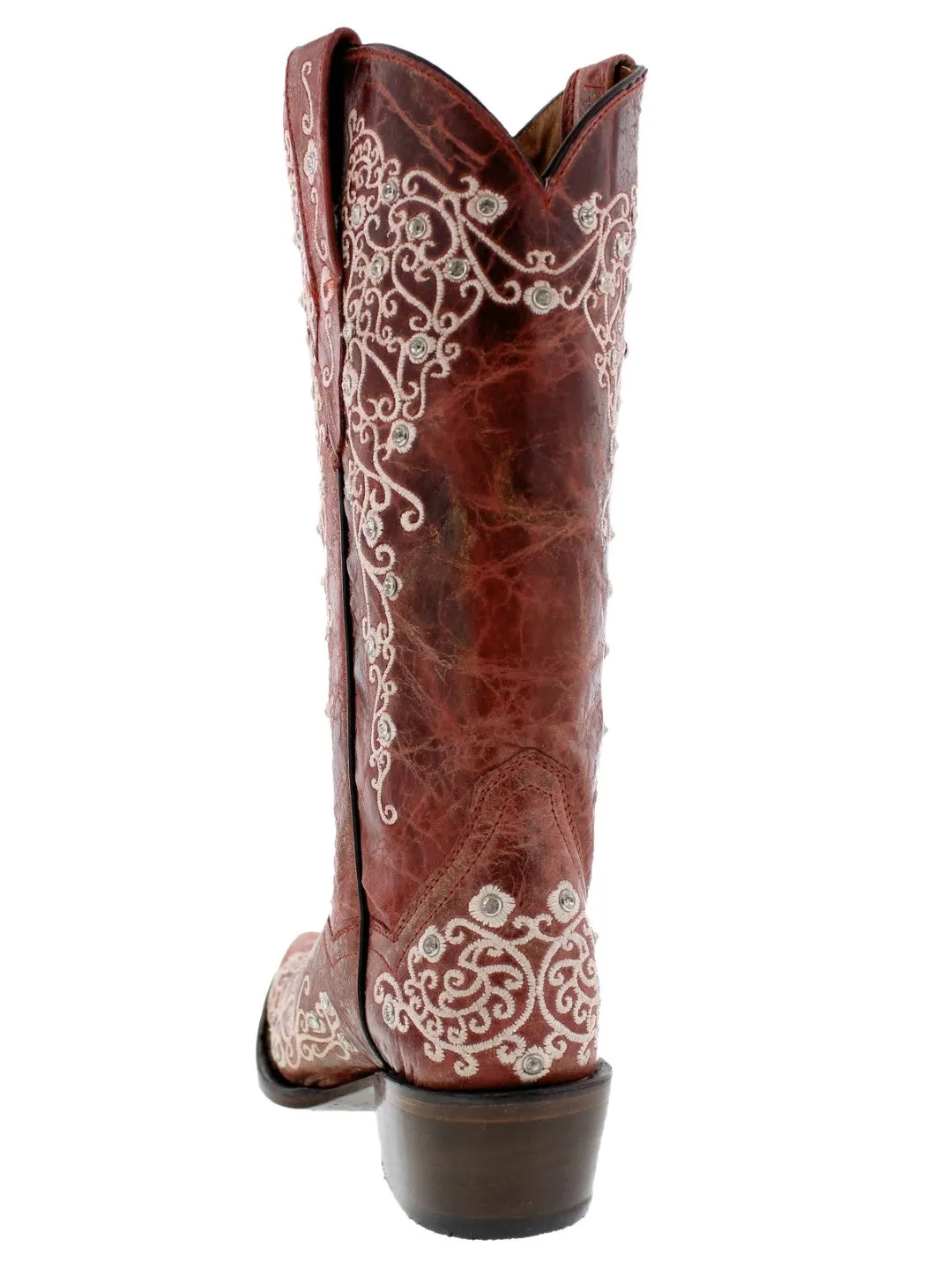 Womens Stella Red Leather Cowboy Boots - Snip Toe